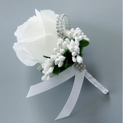 Corsage de mariage fait main avec des fleurs artificielles en soie, avec une broche pour homme, 1 pièce: Color 1