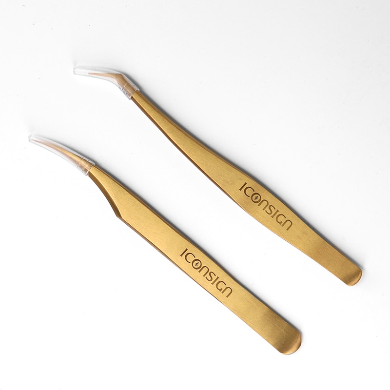 Ultra Precisie Anti Statische Golden Pincet voor Professionele Wimper Extensions Rvs Make Tweezer