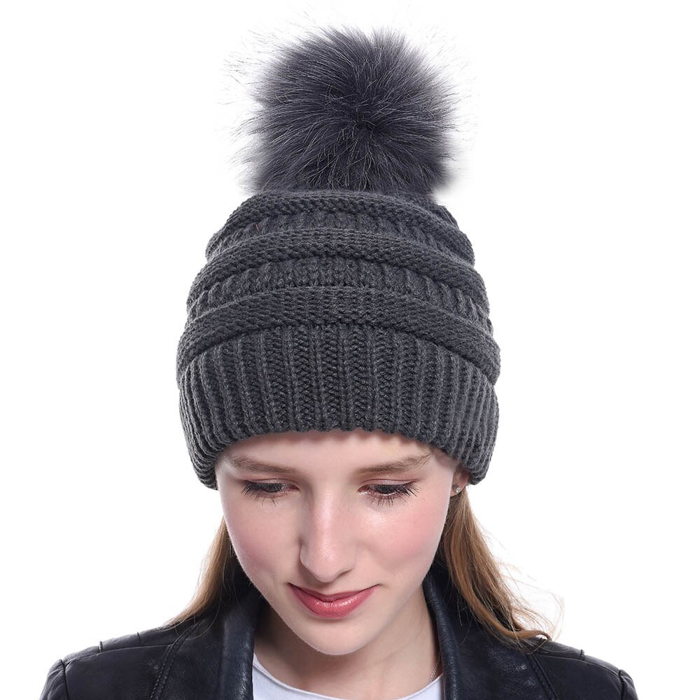 hats for women beanies Winter Wool Ball Hat Women's Knitting Hats Casual Caps Keep Warm Women Turbans