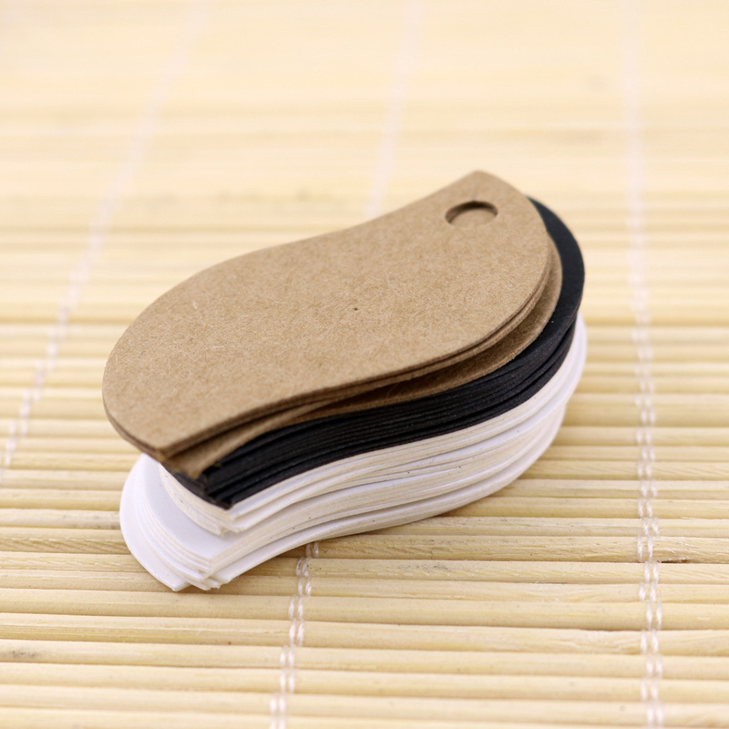 100 Uds. Etiquetas colgantes de Papel kraft de hojas en blanco de 3x5 cm/tarjeta de /etiquetas de precios para hornear/etiquetas de /etiquetas