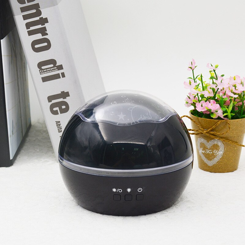 Kids Night Light, 360° Rotating Starry Night Light Projector for Baby, Ocean Wave Projector for Kids Bedroom Decoration- White: Black