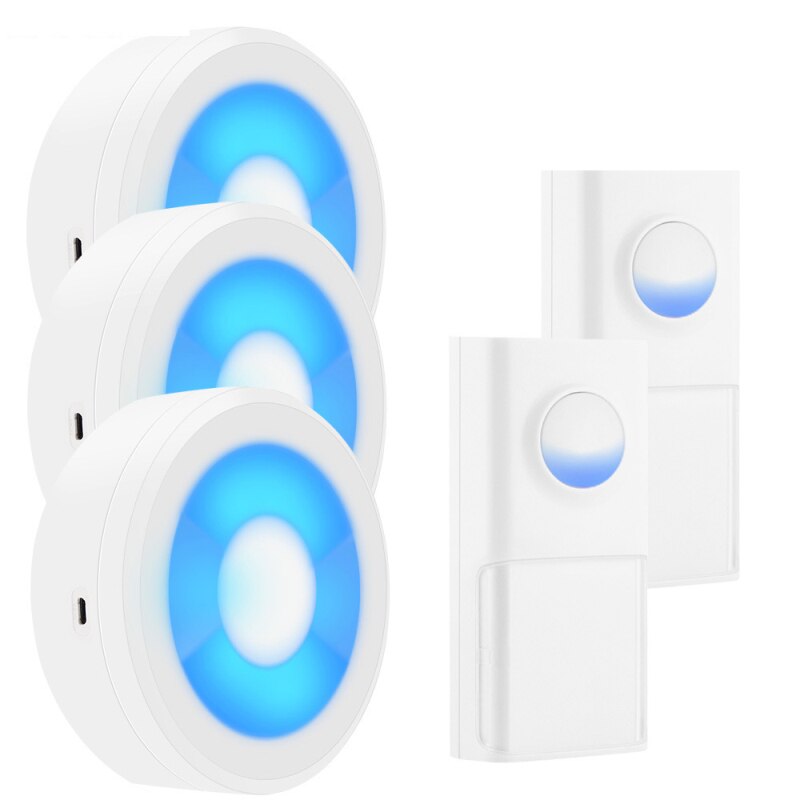 Timbre de puerta inteligente IP55 con alimentación USB, timbre de puerta inalámbrico, timbre de llamada de 433MHZ, luz LED nocturna, conjunto de campana sin enchufe para el hogar: 12