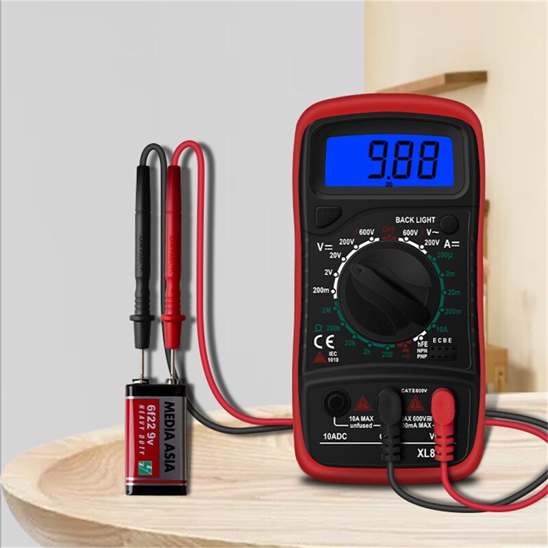 XL830L Multimeter LCD Digital Multimetro /DC Ammeter Voltmeter Tester Meter Protect With Probe