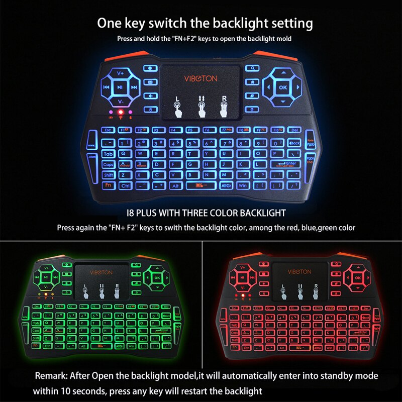 I8 + Mini Draadloze Toetsenbord Met Achtergrondverlichting 2.4 Ghz Air Mouse Met Touchpad Afstandsbediening Voor Android Tv Box Projector tv Set