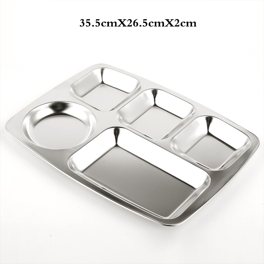 Direct selling stainless steel fast food grid plate rectangular plate home multi-plate plate canteen tableware: Default Title