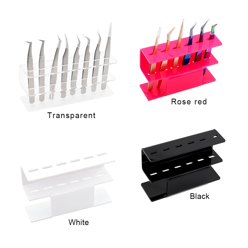 AGUUD Russian Volume Lash Tweezers Eyelash Extension Straight and Curve Stainless Steel Tweezer Makeup False Lash Tweezer Stand