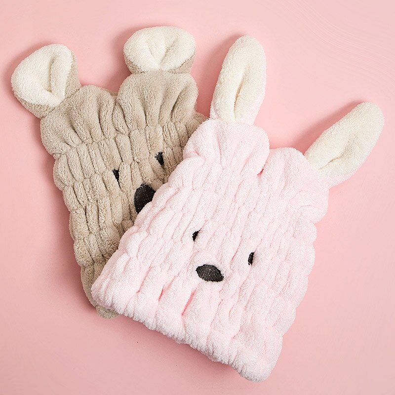 Cartoon Dieren Wrijven Haar Droog Handdoek Haar Cap Sneldrogend Hooded Handdoek Vrouwelijke Mooie Douche Cap Badstof Gedrukt streep Roll