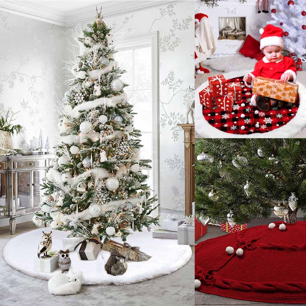 122cm hvide juletræsnederdel plys tæppe måtte forklæder pelspynt til hjemmet fødselsdagstræ nederdele år dekoration år