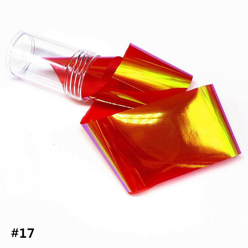Aurora lámina de cristal para uñas, película adhesiva de celofán, de tendencia de uñas coreanas, cubo de hielo, decoración DIY, 100cm/botella: 17