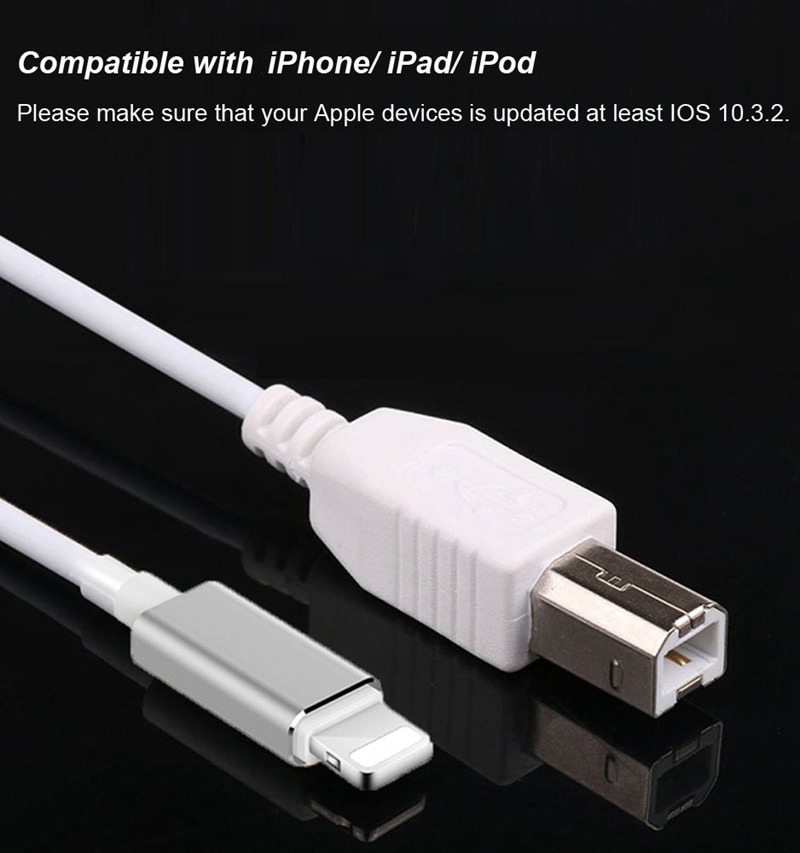 Lightning naar USB B Adapter Lightning MIDI Kabel High Speed Cord voor iPhone/iPad/iPod MIDI Keyboard USB Camera Audio 1 m 1.5 m