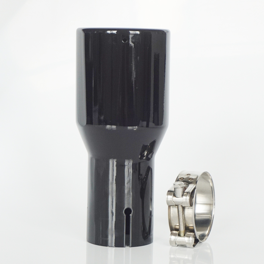 Tubo de escape negro de acero inoxidable para coche, boquilla de silenciador de pintura para hornear, 2,5 &quot;de entrada, 3,5&quot; de salida