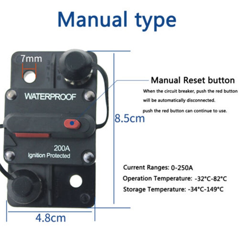 Circuit Breaker Fuse Reset 60A-300A AMP 12-48V DC Car Boat Auto Waterproof
