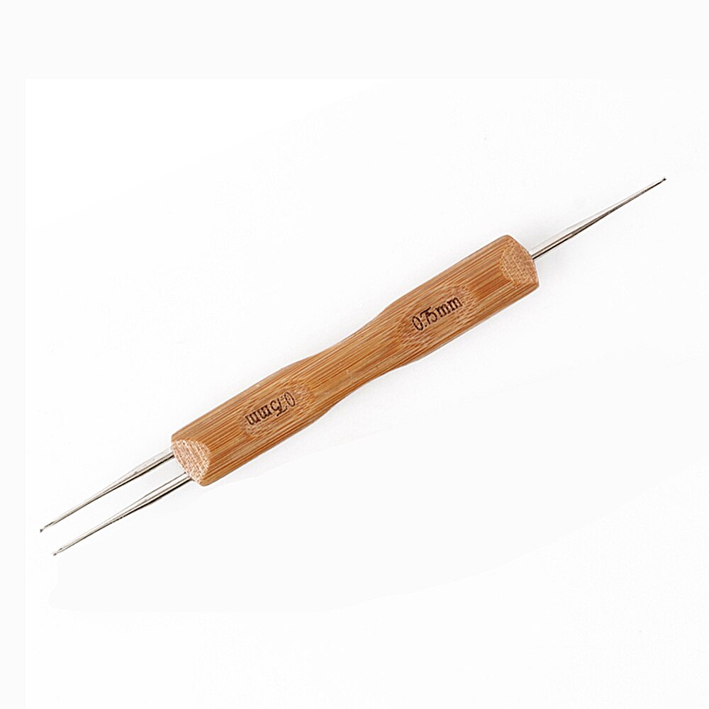 0.75Mm Crochet Hooks Dreadlock Hair Braids Needle Single Double Hook Crochet Tools Bamboo Handle Crochet Needles For Braid Craft: 0.75mm 1tou 2tou
