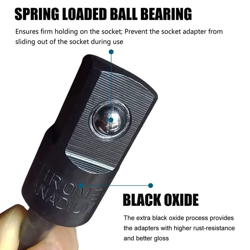 3PC Wobble Socket Adapters Universal Joint Swivel Socket Set, 1/4 Inch Hex Shank to 1/4 3/8 1/2 Square Socket Drives