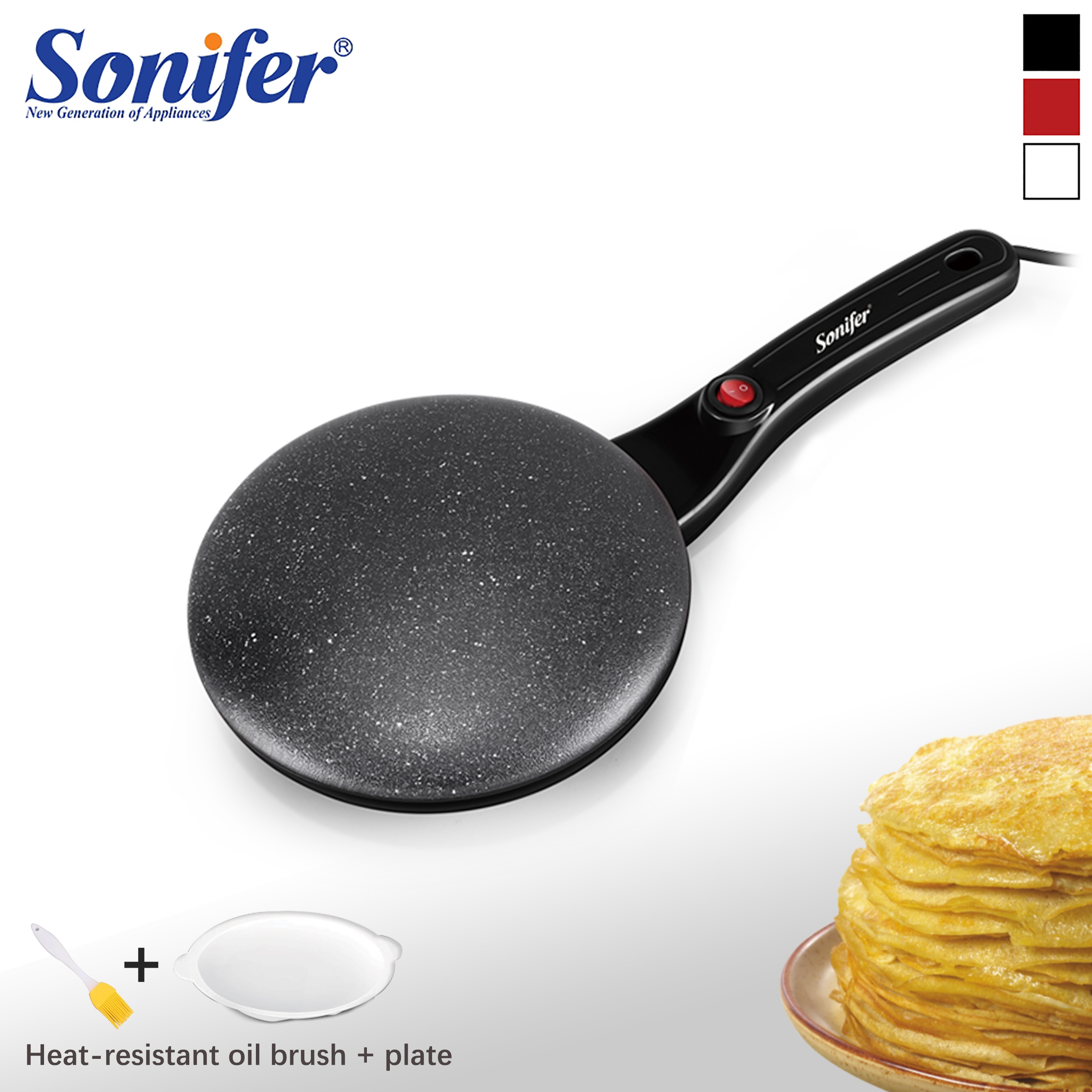 Electric Crepe Maker Pizza Machine Pancake Pan Non-Stick Griddle Baking Pan Cake Machine Easy To Use Kitchen Cooking Sonifer