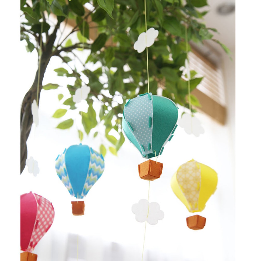 Decoración de globos de aire , guirnalda colgante de fieltro en 3D para el aula infantil, decoración para de cumpleaños o de bienvenida (amarillo)