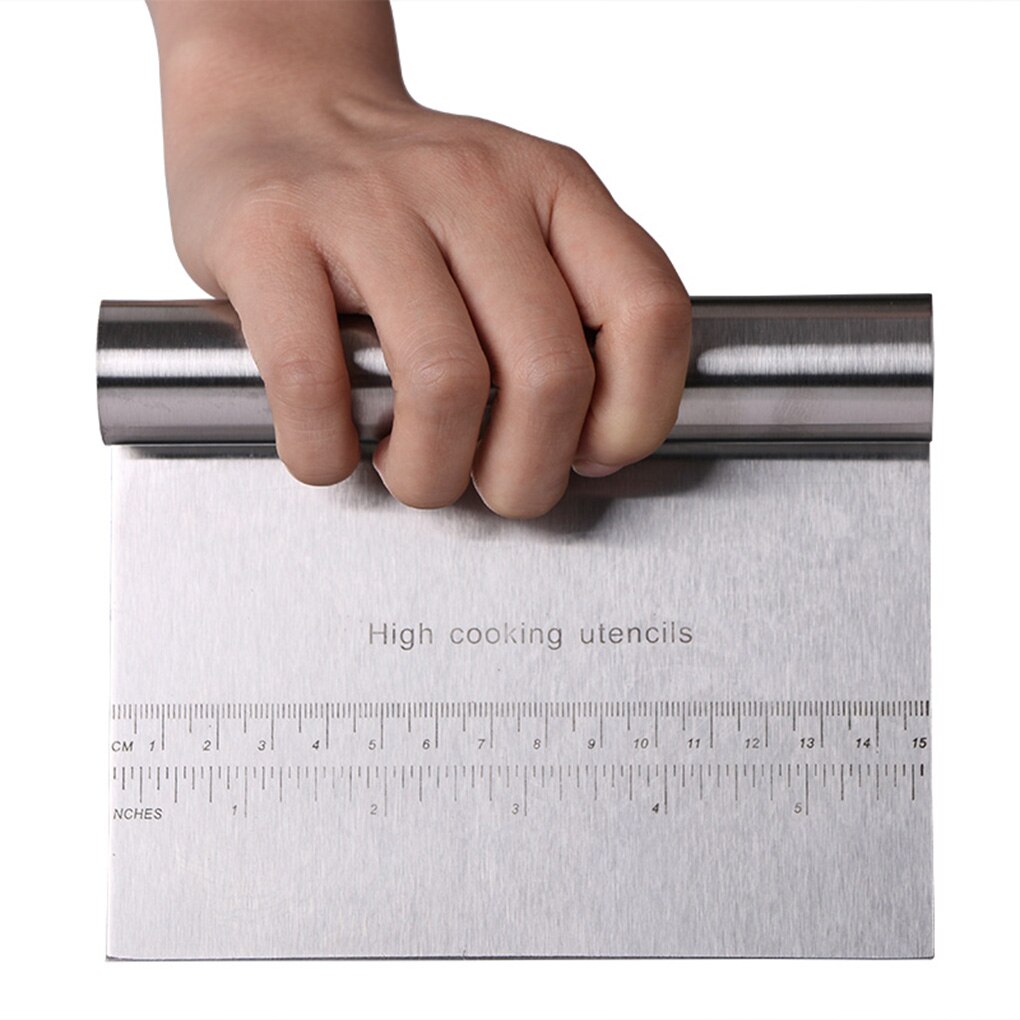 Stainless Steel Home Kitchen Baking Pizza Dough Scraper Cutter Kitchen Flour Pastry Smoother Tools With Scale
