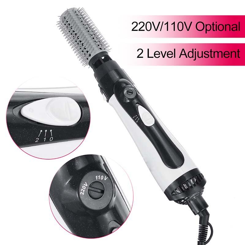 Hair Dryer Brush 2 In 1 Electric Blow Dryer Comb Hair Curling Wand Detachable Brush Kit Negative Ion Straightener Hair Curler