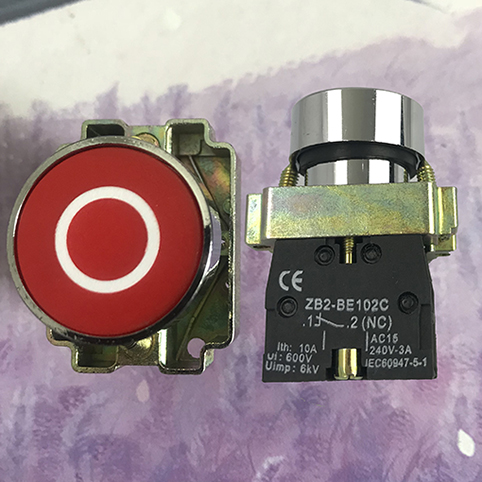 XB2 22mm Momentary Flat Pushbutton Self Reset Symbol Push Button Switch 1 NO 1NC touch switch Stop start signal: Green