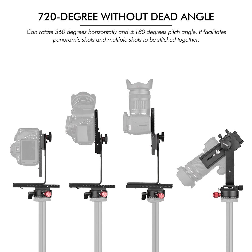 Andoer 720 Degree Panoramic Head 360 Swivel Indexing Rotator + 2 Way Rail Slider + L Bracket Kit for Canon DSLR ILDC Camera