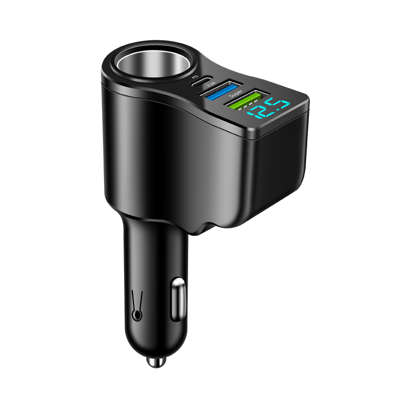 4-in-1-Multi-USB-Autoadapter, Steckdosenverteiler mit 2 USB-Anschlüssen, 12 V/24 V Dual USB Plus Typ-C PD Schnellladeadapter: Ursprünglich Titel