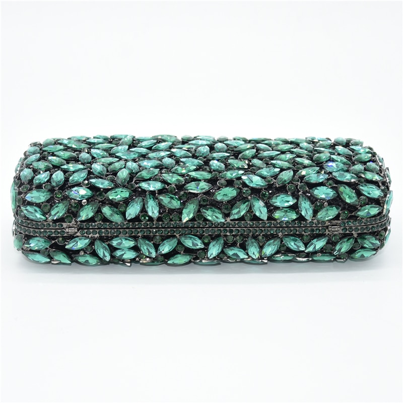 Siste bryllupsfest krystall clutch veske stil metallisk uthult krystall floral kvinner kveld clutch veske