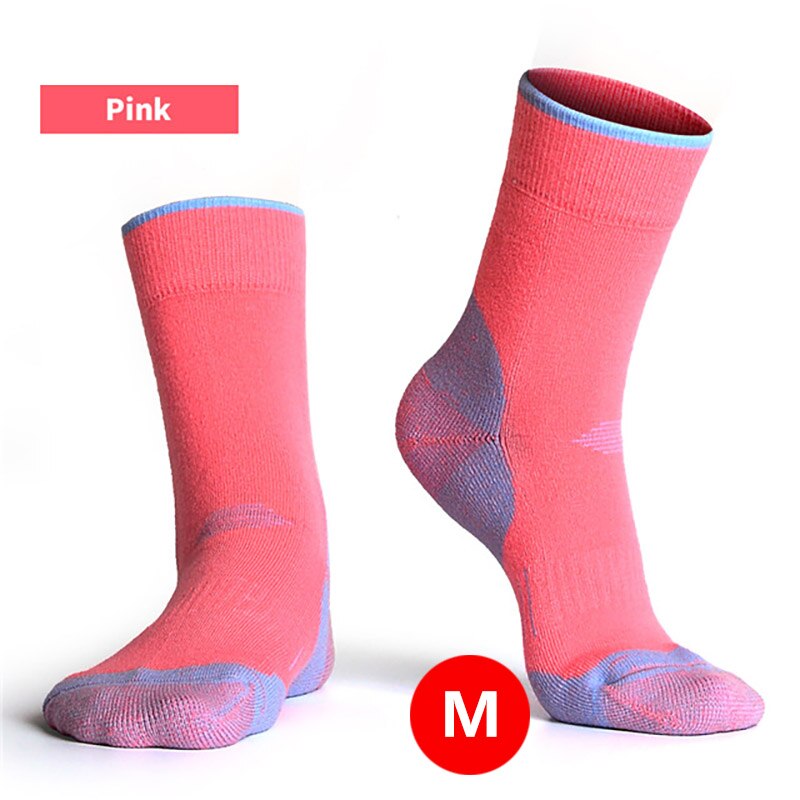 Men Women Sports Skiing Sock Thickened Sock Wool Outdoor Sport Running Mountaineering Hiking Socks Durable Cycling Socks: Pink