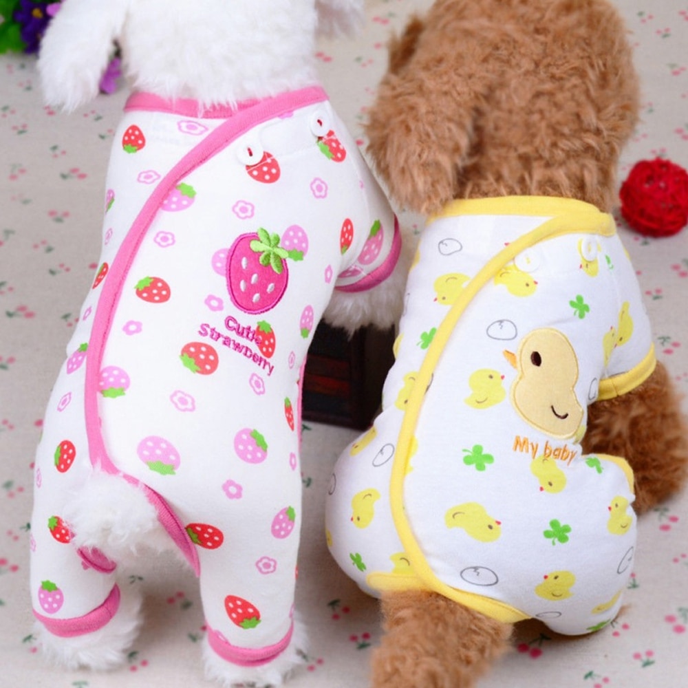 Lemmikkikissa vaatteet koira pyjamat pentu haalari koiran takki chihuahua pomeranian print söpö vaatetus paita