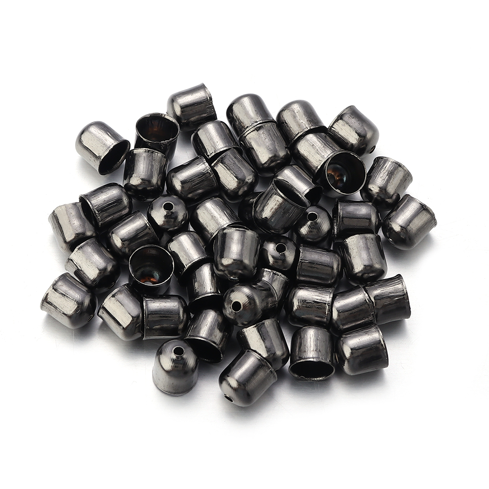 Lote de 50-100 unidades de tapas de borla de Punta final, cordones de cuero, pulseras, hebilla, engarce de cuentas para fabricación de joyas, 4, 5, 6, 7, 8 y 10mm: 12 mm / Negro