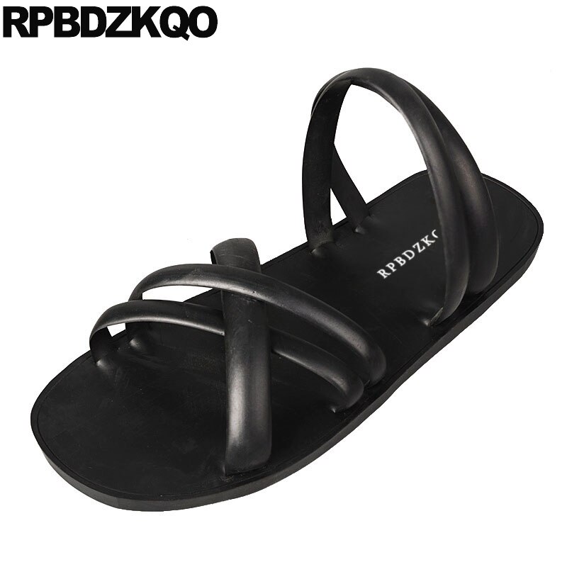 Schoenen Maat 47 Water Zwarte Mannen Gladiator Sandalen Zomer 46 Grote Rubber Strap Romeinse Waterdichte Slides Casual Slippers Platte Runway