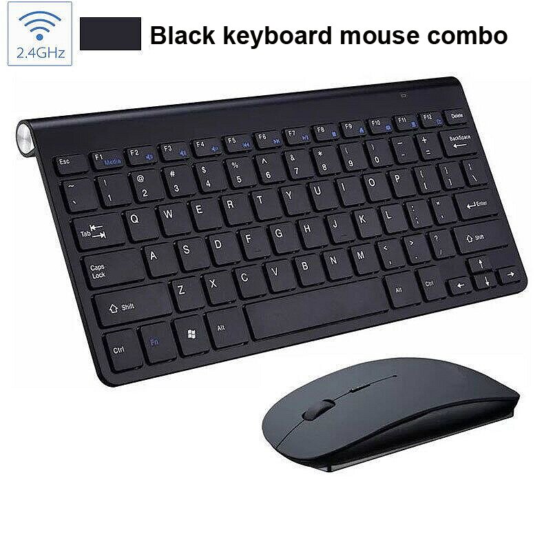 2,4G kabellos Tastatur und Maus Mini Multimedia Tastatur Maus Combo einstellen Für Notizbuch Laptop Mac Schreibtisch PC TV Büro: Schwarz Klaviatur Maus