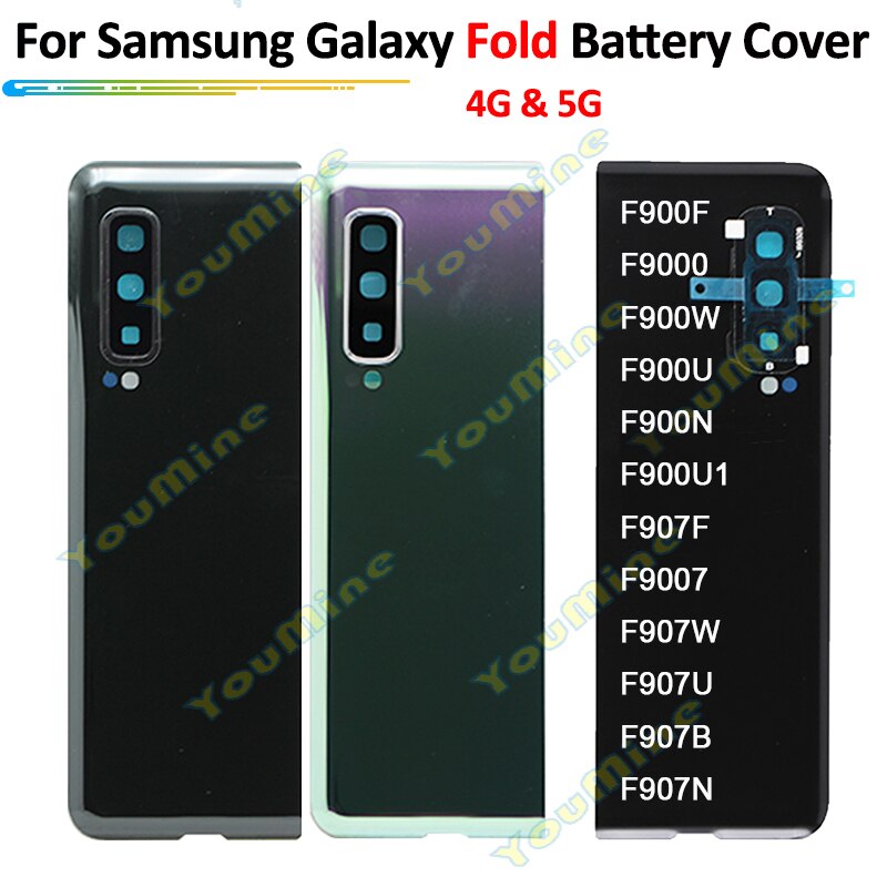 Voor Samsung Galaxy Vouw Glas Behuizing Batterij Cover + Camera Lens Voor Samsung Vouw SM-F900, f907 F900F F907F Terug Behuizing