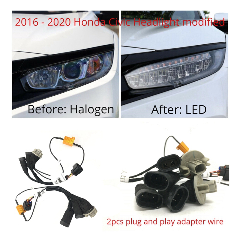 Voor Honda Civic 10Th Van Halogeen Om Led Koplamp Adapter Kabelboom Hoofd Licht Upgrade Gemodificeerde Bedrading