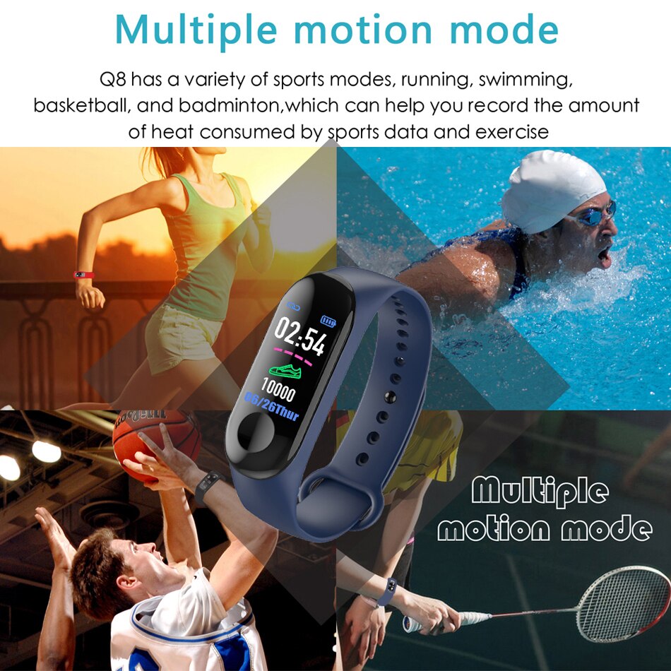 M3 smart armbånd farveskærm sport skridttæller fitness tracker løb gå puls funktion skridttællere smart band