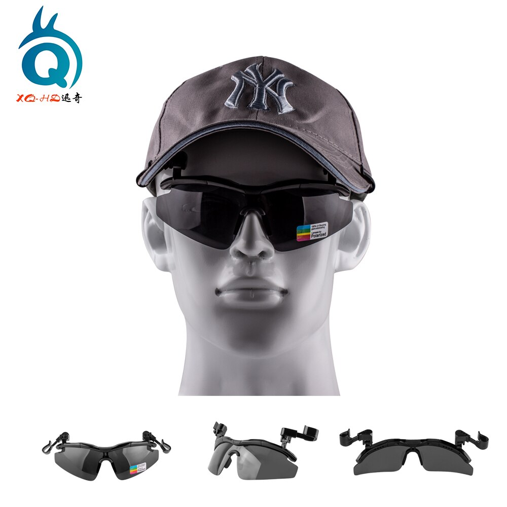 XQ-HD XQ-114A Flip Polarized Sunglasses Suitable Baseball Golf Hat Attached Wrap Over Glasses For Fishing