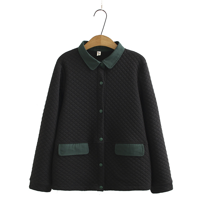 Herfst Gewatteerde Jassen Voor Vrouw Plus Size Lichtgewicht Dunne Enkele Breasted Jasje Plus Size Vrouwen Jas: Black / Xl