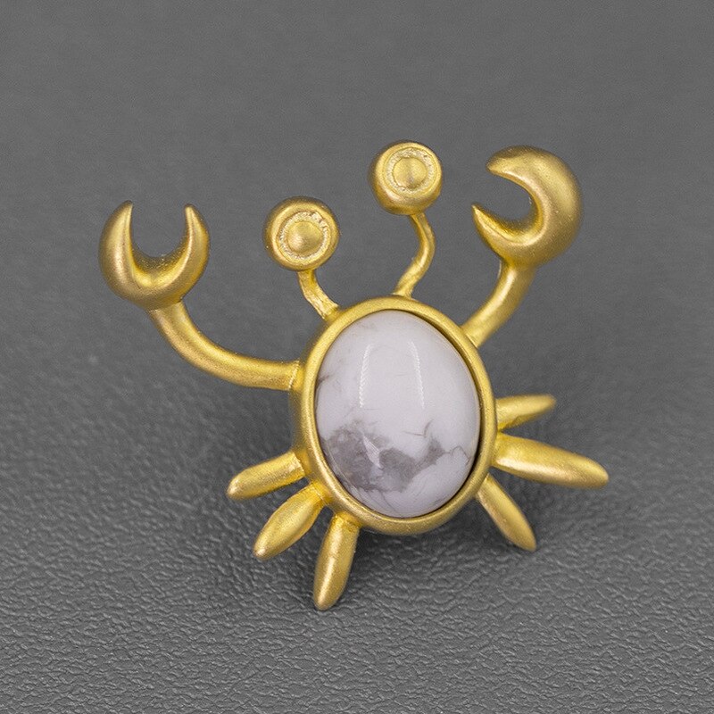 INATURE Natural Lapis Lazuli Funny Crab Brooch 925 Sterling Silver Animal Jewelry Brooches for Women