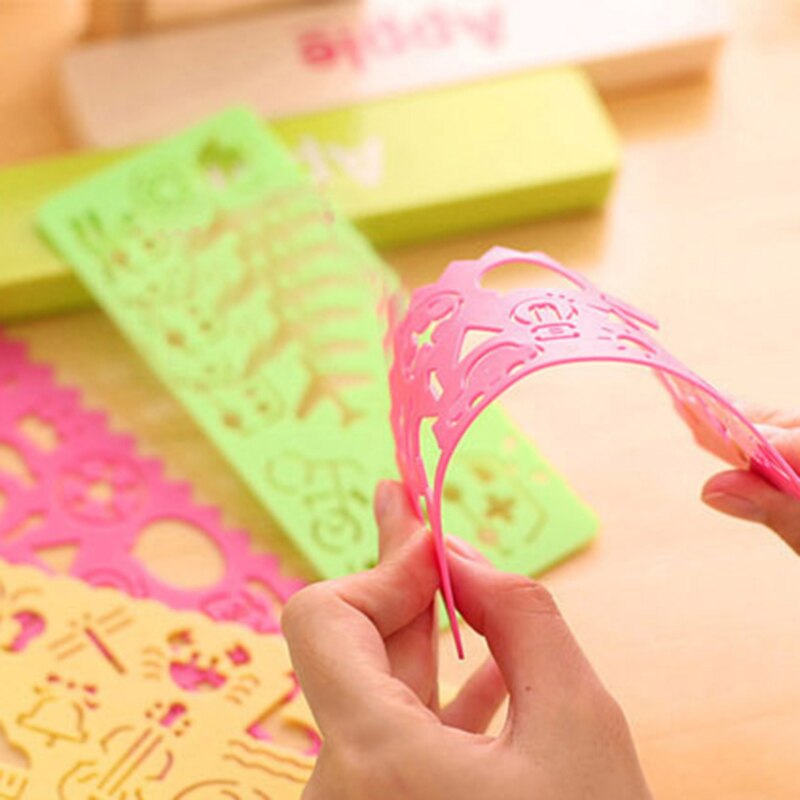 4pcs Stationery Ruler School Painting Supplies Drafting Tool Art Drawing Template Plastic DIY Graphic Template Stencil Drawing