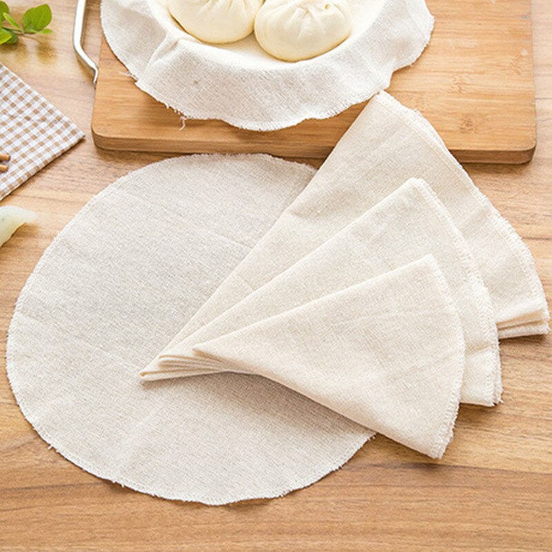 Paño de algodón redondo para vaporera, almohadilla de gasa reutilizable, repostería de tela pura Natural, Jiaozi Baozi, estante para vapores de masa hervida, 50cm