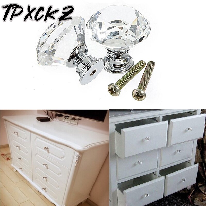 16Pcs 40Mm Diamant Vorm Crystal Glass Knoppen Kast Lade Pull Keukenkast Deur Kledingkast Handles Hardware