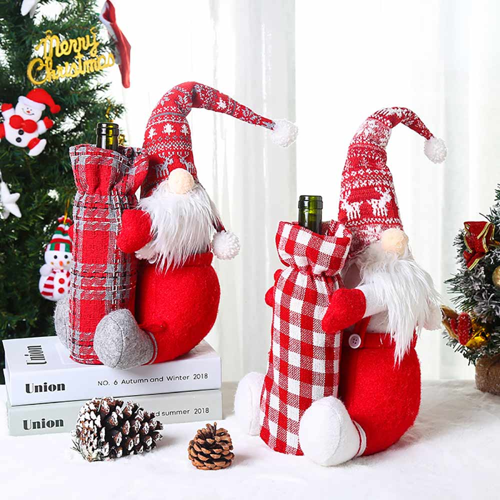 Kerst Wijnfles Decor Set Kerstman Sneeuwpop Fles Cover Kleding Keuken Decoratie Voor Nieuwjaar Xmas Diner