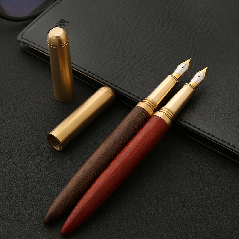 Luxe Houten Vulpen Klassieke Metalen Business Pen 0.7Mm Fine Nib Kalligrafie Pennen Schrijven Briefpapier