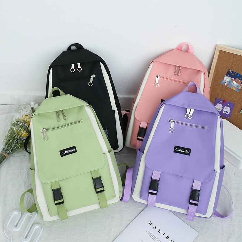 Roxo adolescentes estudante mochila bolsas de ombro-sacos de lona moda feminina traval voltar packs meninas sólida bookbag 4 peças conjunto 2020