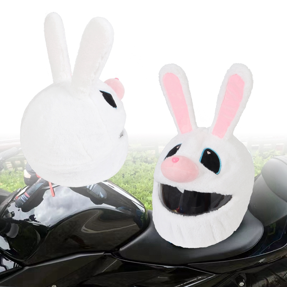 Helm Bescherming Hoofddeksels Hoes Cartoon Pluizig Pluche Set Voor Motorfiets Full-Face Beschermhoes Motorfiets Veiligheid Trendy: WHITE