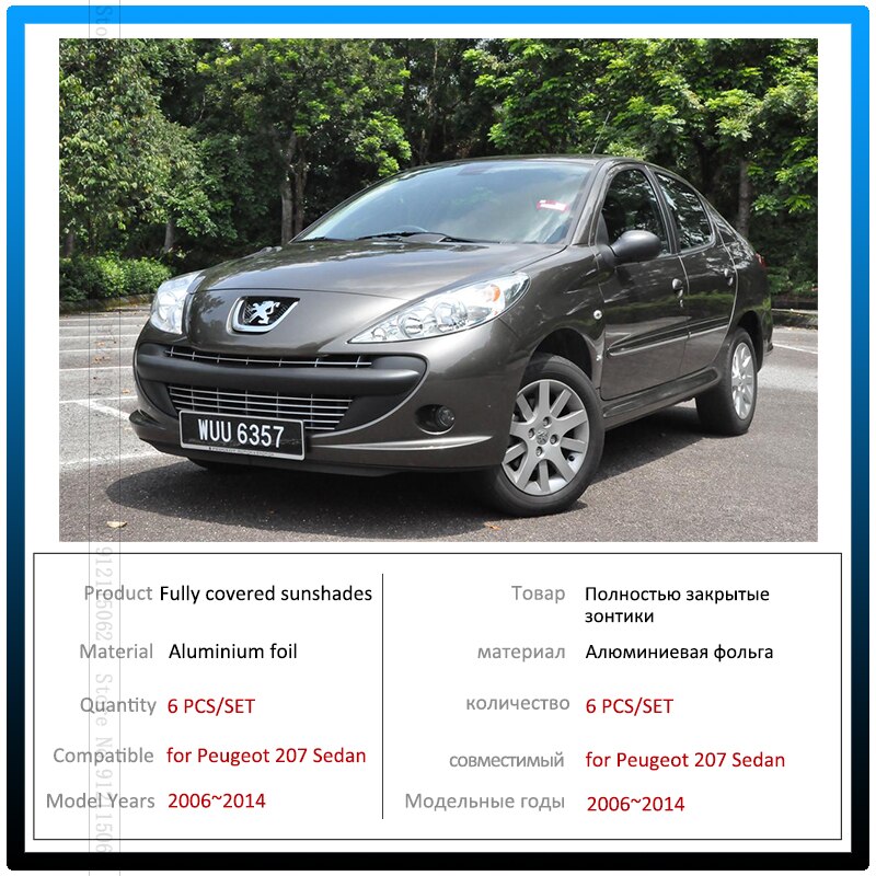 Full Cover Sunshades For Peugeot 207 Sedan 2006 Car Sun Protection Windshields Side Window Visor Accessories