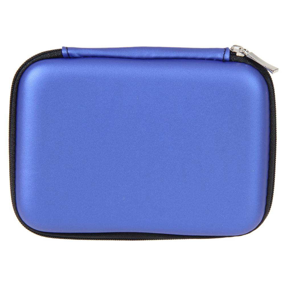 2.5-inch hard disk package headset bag mobile power HDD Bag Disk Case Zipper Pouch Earphone Cover Mobile EVA Storage Carrier Box: Blue