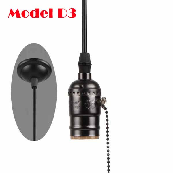 Met Schakelaar/Geen Schakelaar E27/E26 110 V-240 V Vintage Retro Aluminium Schroef Socket Hanger Lamp base Houder Hanglampen [DV5250]: Model D3