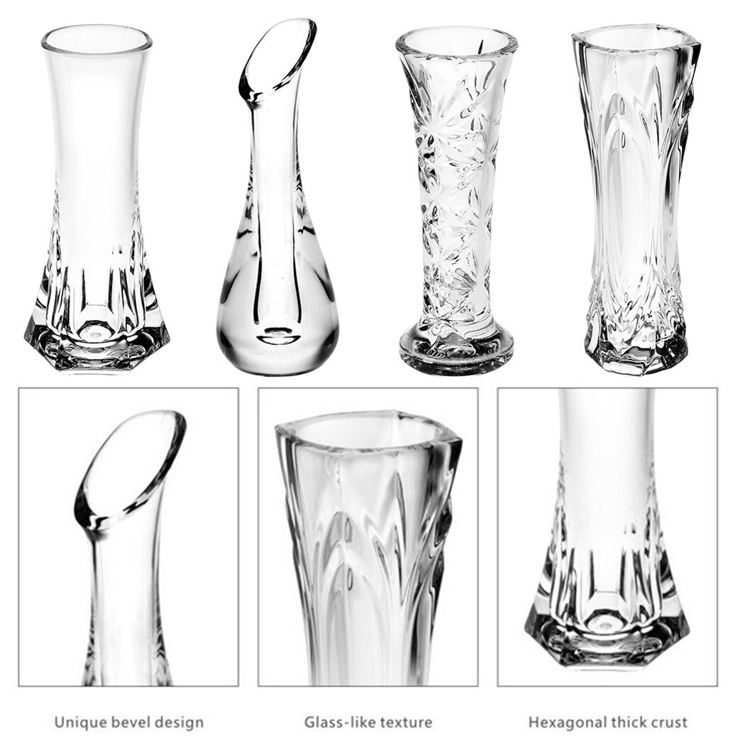 Florero de plástico transparente para decoración creativa, jarrón de cristal de imitación para el hogar, mesa para sala de estar