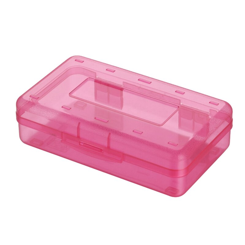 Boîte à crayons en plastique translucide pour enfants, étuis à crayons de capacité avec couvercle à pression, organisateur pour crayons: Red