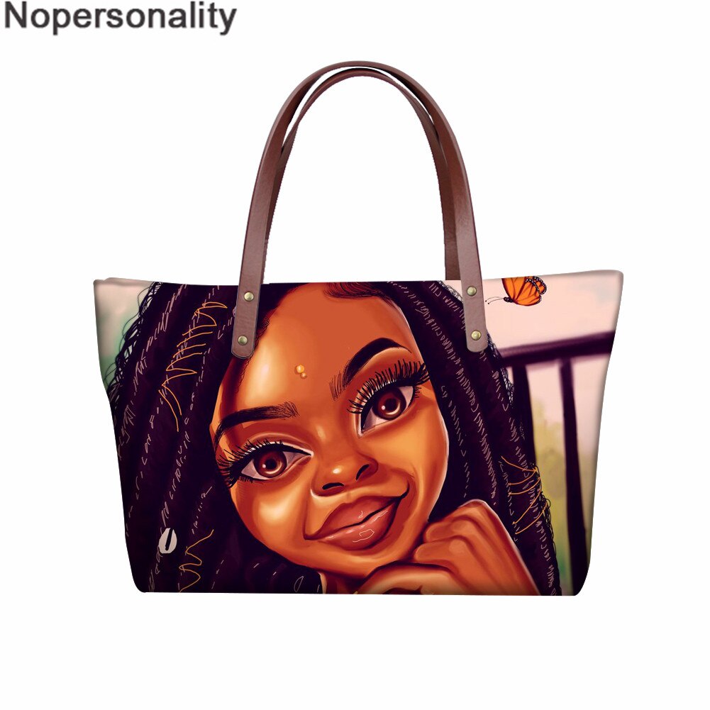 Nopersonality Vintage Etnische Meisjes Stijl Print Schoudertas Zwarte Kunst Afrikaanse Meisjes 2 Stuks Purse & Hand Tassen voor vrouwelijke